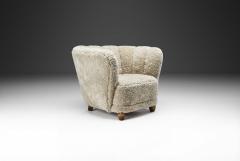 Danish Cabinetmaker Lounge Chair with Sheepskin Upholstery Denmark 1940s - 4543502