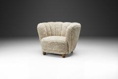 Danish Cabinetmaker Lounge Chair with Sheepskin Upholstery Denmark 1940s - 4562066