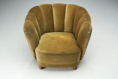Danish Cabinetmaker Lounge Chair with Velour Upholstery Denmark 1940s - 2331169