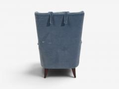 Danish Cabinetmaker Lounge Chairs Blue Velvet Stained Wood Denmark 1950s - 4804256
