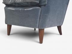 Danish Cabinetmaker Lounge Chairs Blue Velvet Stained Wood Denmark 1950s - 4804258