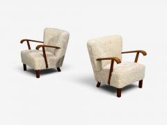 Danish Cabinetmaker Lounge Chairs Shearling Beech 1940s - 4774918
