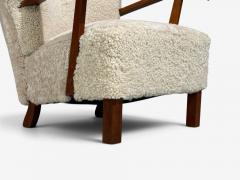 Danish Cabinetmaker Lounge Chairs Shearling Beech 1940s - 4774924