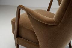 Danish Cabinetmaker Lounge Chairs with Exposed Stained Beech Arms Denmark 1950s - 3035209