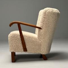 Danish Cabinetmaker Mid Century Modern Lounge Chairs Shearling Beech 1940s - 3827717