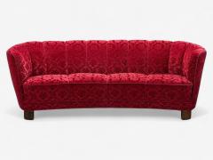Danish Cabinetmaker Oak Fabric Curved Banana Sofa Denmark 1960s - 4357173