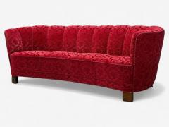 Danish Cabinetmaker Oak Fabric Curved Banana Sofa Denmark 1960s - 4357175