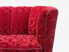 Danish Cabinetmaker Oak Fabric Curved Banana Sofa Denmark 1960s - 4357176