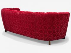 Danish Cabinetmaker Oak Fabric Curved Banana Sofa Denmark 1960s - 4357179