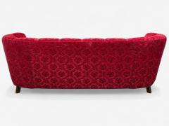 Danish Cabinetmaker Oak Fabric Curved Banana Sofa Denmark 1960s - 4357180