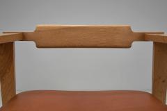 Danish Cabinetmaker Oak and Leather Armchair Denmark Mid 20th Century - 4417465