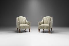 Danish Cabinetmaker Pair of Easy Chairs with Mahogany Legs Denmark ca 1950s - 2207906