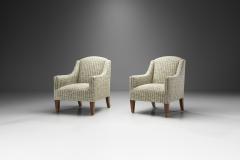 Danish Cabinetmaker Pair of Easy Chairs with Mahogany Legs Denmark ca 1950s - 2207907