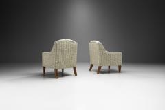 Danish Cabinetmaker Pair of Easy Chairs with Mahogany Legs Denmark ca 1950s - 2207909