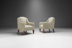 Danish Cabinetmaker Pair of Easy Chairs with Mahogany Legs Denmark ca 1950s - 2207911