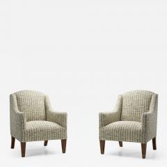 Danish Cabinetmaker Pair of Easy Chairs with Mahogany Legs Denmark ca 1950s - 2221892