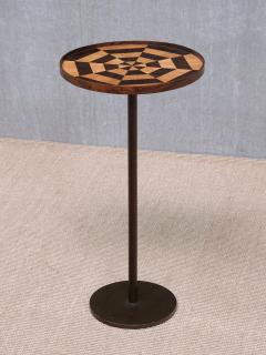 Danish Cabinetmaker Pedestal Table with Radial Marquetry Top Bronze circa 1950 - 4468961