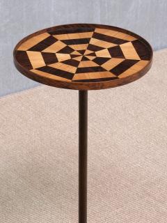 Danish Cabinetmaker Pedestal Table with Radial Marquetry Top Bronze circa 1950 - 4468966