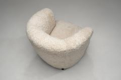 Danish Cabinetmaker Sheepskin Lounge Chair and Ottoman Denmark 1940s - 4487173