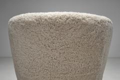 Danish Cabinetmaker Sheepskin Lounge Chair and Ottoman Denmark 1940s - 4487174