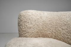 Danish Cabinetmaker Sheepskin Lounge Chair and Ottoman Denmark 1940s - 4487179