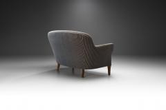 Danish Cabinetmaker Two Seater Sofa with Striped Upholstery Denmark 1940s - 2319080