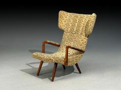 Danish Cabinetmaker Wingback Chair Beech Fabric Denmark 1950s - 4510113