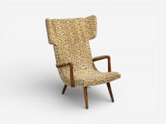 Danish Cabinetmaker Wingback Chair Beech Fabric Denmark 1950s - 4510114
