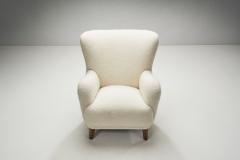 Danish Cabinetmaker Wingback Chair with Stained Wood Legs Denmark ca 1950s - 2697962