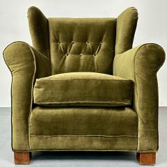 Danish Cabinetmaker Wingback Lounge Chair Scroll Arm Fritz Hansen Style - 2940628