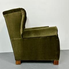 Danish Cabinetmaker Wingback Lounge Chair Scroll Arm Fritz Hansen Style - 2940629