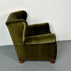 Danish Cabinetmaker Wingback Lounge Chair Scroll Arm Fritz Hansen Style - 2940630
