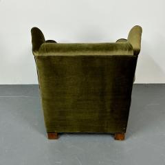 Danish Cabinetmaker Wingback Lounge Chair Scroll Arm Fritz Hansen Style - 2940646