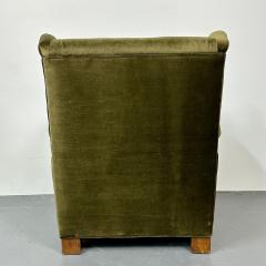 Danish Cabinetmaker Wingback Lounge Chair Scroll Arm Fritz Hansen Style - 2940647