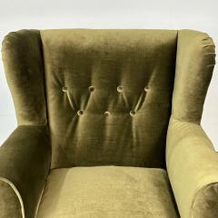 Danish Cabinetmaker Wingback Lounge Chair Scroll Arm Fritz Hansen Style - 2940648