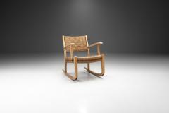 Danish Cord and Beech Rocking Chair Denmark 1940s - 2228487