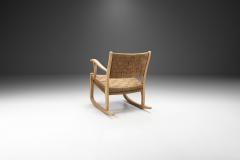 Danish Cord and Beech Rocking Chair Denmark 1940s - 2228490