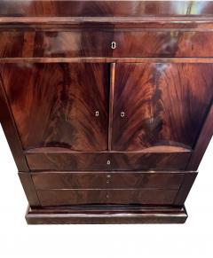 Danish Empire Tall Chest of Drawers in Book Matched Flame Mahogany Veneer - 3547980