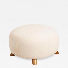 Danish Large Stool Upholstered in Casentino Woollen Fabric Denmark 1940s - 3493387