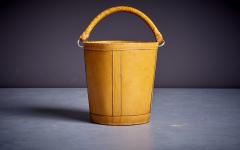 Danish Leather Paper Basket with Handle 1960s - 3235401