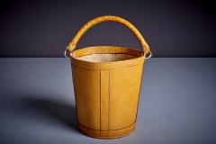 Danish Leather Paper Basket with Handle 1960s - 3235402