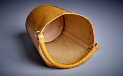 Danish Leather Paper Basket with Handle 1960s - 3235406