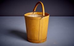 Danish Leather Paper Basket with Handle 1960s - 3235407