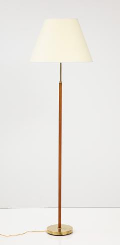 Danish Leather and Brass Floor Lamp Circa 1960s - 2740786