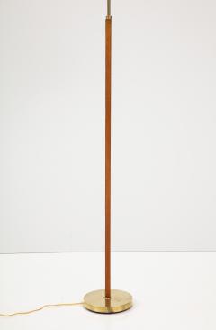 Danish Leather and Brass Floor Lamp Circa 1960s - 2740788