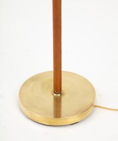 Danish Leather and Brass Floor Lamp Circa 1960s - 2740792