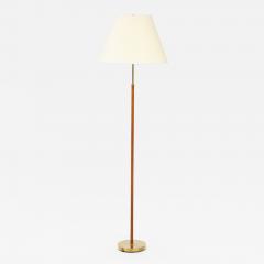 Danish Leather and Brass Floor Lamp Circa 1960s - 2747545