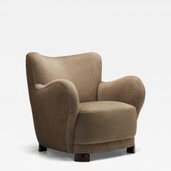 Danish Lounge Chair with Light Brown Upholstery Denmark 1940s - 4102332