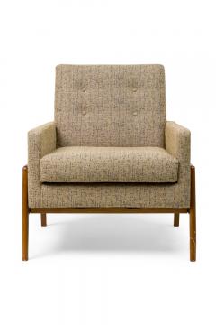 Danish Mid Century Grey and Blue Tweed Upholstered Armchair - 4667165