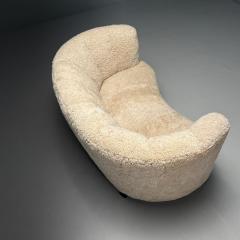 Danish Mid Century Modern Banana Sofa Beige Shearling Beech Denmark 1950s - 3894094